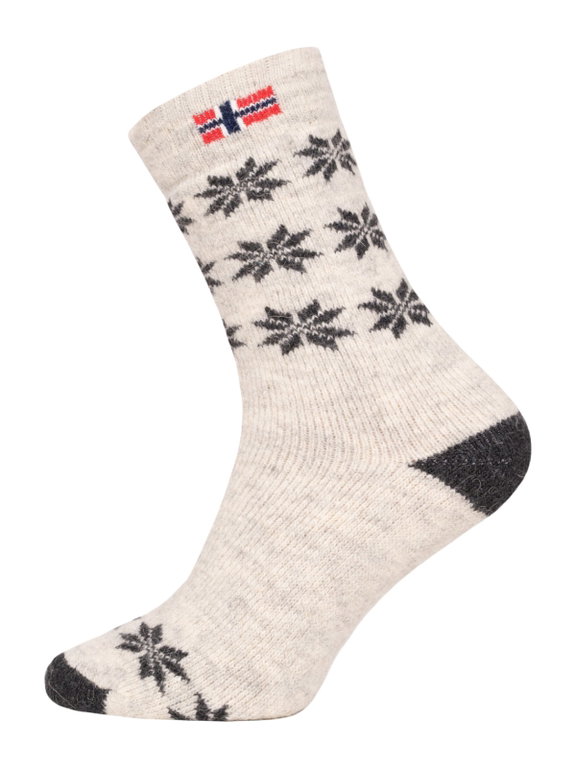 HomeOfSocks Wollsocke Skandinavisch Thick Flag Norwegen ecru/anthrazitgrau - 1 Paar
