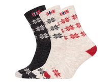 HomeOfSocks Wollsocke Skandinavisch Thick Flag Norwegen ecru/anthrazitgrau - 1 Paar