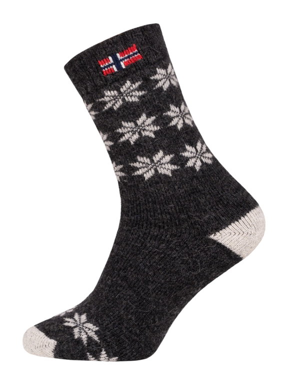 HomeOfSocks Wollsocke Skandinavisch Thick Flag Norwegen anthrazitgrau - 1 Paar