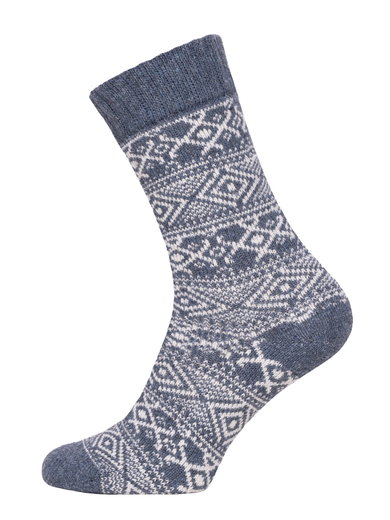 HomeOfSocks Wollsocke Hygge (Wolle, Skandinavisch Design) jeansblau - 1 Paar