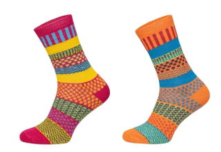 HomeOfSocks Wollsocken Hygge mehrfarbig orange/pink - 2 Paar