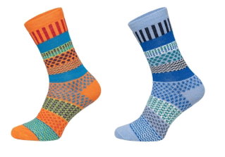 HomeOfSocks Wollsocken Hygge mehrfarbig orange/blau - 2 Paar