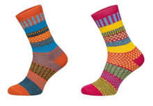HomeOfSocks Wollsocken Hygge mehrfarbig pink/orange/blau - 2 Paar