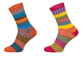 HomeOfSocks Wollsocken Hygge mehrfarbig pink/orange/blau - 2 Paar