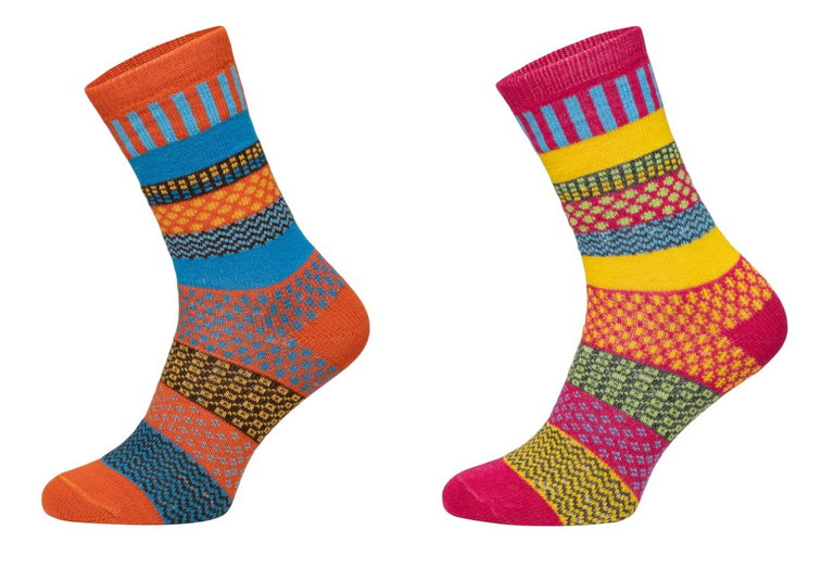 HomeOfSocks wool socks Hygge multicoloured pink/orange/blue - 2 pairs