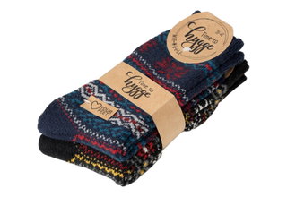 HomeOfSocks Wollsocken Hygge Norweger Design navyblau/schwarz - 2 Paar