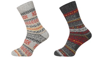 HomeOfSocks Wollsocken Hygge Norweger Design anthrazit/grau/bunt - 2 Paar