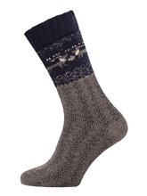 HomeOfSocks Wollsocken Thick Skandinavisch Rentier grau/navy - 1 Paar