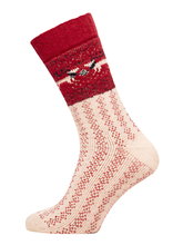 HomeOfSocks Wollsocken Thick Skandinavisch Rentier rot/beige - 1 Paar