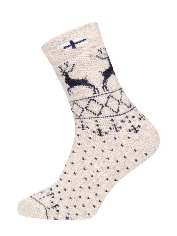 HomeOfSocks Wollsocken Thick Flag Skandinavisch Finnland ecru/navy - 1 Paar