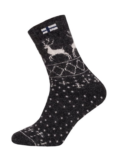 HomeOfSocks Wollsocken Thick Flag Skandinavisch Finnland anthrazitgrau/ecru - 1 Paar