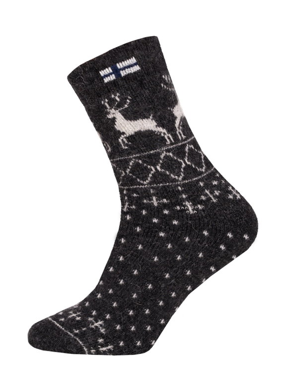 HomeOfSocks Wollsocken Thick Flag Skandinavisch Finnland anthrazitgrau/ecru - 1 Paar