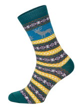 HomeOfSocks Wollsocken Hygge mit Elch Motiv bunt - 1 Paar