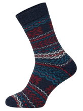 HomeOfSocks Wollsocken Hygge Norweger Design navyblau/grau/bunt - 2 Paar