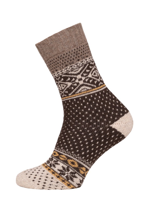 HomeOfSocks Wollsocke Hygge (45% Wolle) braun/bunt - 1 Paar
