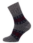 HomeOfSocks Wollsocken Hygge Bunt Jacquard dunkelgrau/rot - 1 Paar