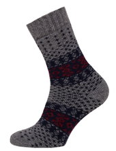 HomeOfSocks Wollsocken Hygge Bunt Jacquard dunkelgrau/rot - 1 Paar