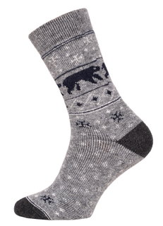 HomeOfSocks Wollsocken Hygge Ice Bear grau - 1 Paar