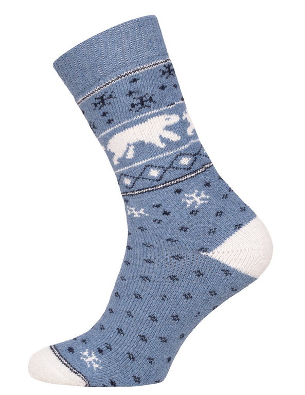 HomeOfSocks Wollsocken Hygge Ice Bear hellblau - 1 Paar