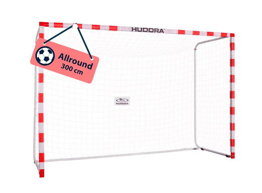 Hudora Fussballtor Allround (ideale Tor für den Freizeitsport, einfacher Aufbau) rot - 300x200x110cm