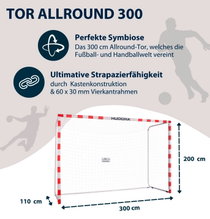 Hudora Football Goal Allround (ideal goal for recreational sports, easy assembly) red - 300x200x110cm