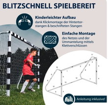 Hudora Fussballtor Stadion (hochwertig, robust, einfacher Aufbau) weiss - 300x160x90cm
