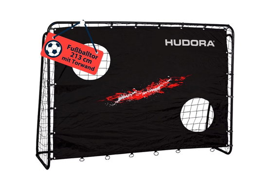 Hudora Fussballtor Trainer mit Torwand (strapazierfähig, sicherer Halt) schwarz - 213x152x76cm