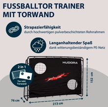 Hudora Football Goal Trainer with Target Wall (durable, secure hold) black - 213x152x76cm