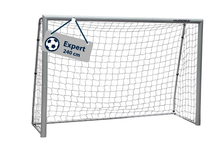 Hudora Fussballtor Expert 240 (stabil, langlebig, wetterbeständig) weiss - 240x160x85cm