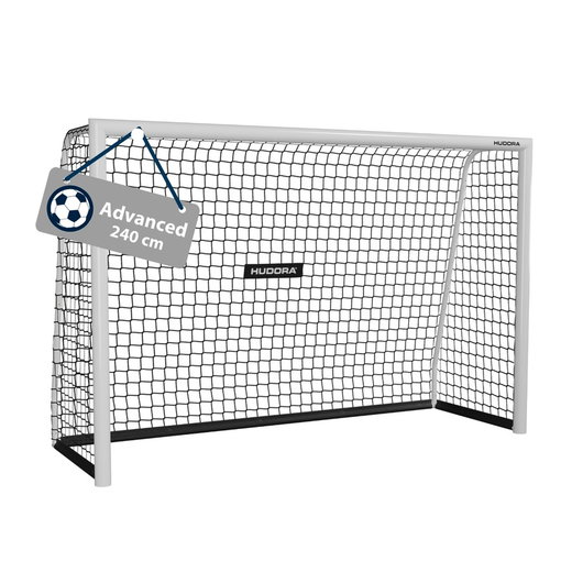 Hudora Fussballtor Advanced 240 (hochwertig, langlebig, einfacher Aufbau) weiss - 240x160x85cm
