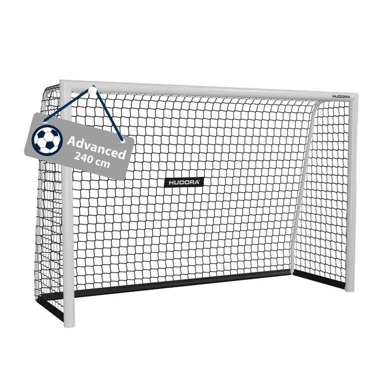 Hudora Fussballtor Advanced 240 (hochwertig, langlebig, einfacher Aufbau) weiss - 240x160x85cm
