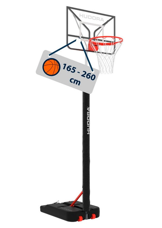 Hudora Basketballständer RoCo 260 (höhenverstellbar/fester Stand/Sicher/langlebig) - 165cm-260cm