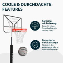 Hudora Basketball Stand RoCo 260 (height adjustable/stable/safe/durable) - 165cm-260cm