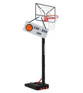 Hudora Basketball Stand RoCo 305 (height adjustable/stable/safe/durable) - 230cm-305cm