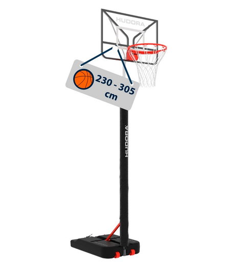 Hudora Basketballständer RoCo 305 (höhenverstellbar/fester Stand/Sicher/langlebig) - 230cm-305cm