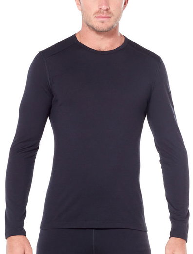 Icebreaker Unterwäsche Langarmshirt 200 Oasis LS Crewe - Merinowolle, enganliegend - schwarz Herren