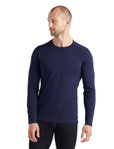 Icebreaker Unterwäsche Langarmshirt 200 Oasis LS Crewe - Merinowolle, enganliegend - navyblau Herren