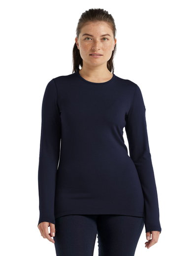 Icebreaker Unterwäsche Thermo-Langarmshirt 260 Tech Crewe - Merinowolle, enganliegend - dunkelblau Damen