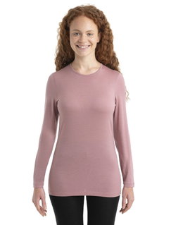 Icebreaker Unterwäsche Langarmshirt 200 Oasis LS Crewe - Merinowolle, enganliegend - crystalpink Damen