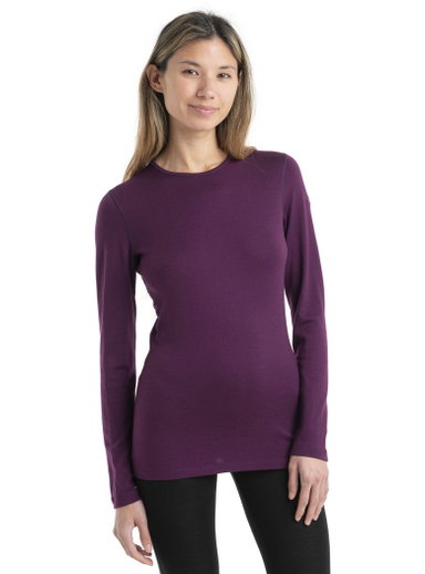 Icebreaker Unterwäsche Thermo-Langarmshirt 260 Tech Crewe - Merinowolle, enganliegend - plum Damen