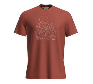 Icebreaker Wander-/Freizeit Tshirt Merino 150 Tech Lite III Sunset Camp (100% Merinowolle) rot Herren