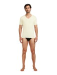 Icebreaker Unterwäsche Tshirt Anatomica SS mit V-Ausschnitt (Merinowolle) gelbweiss Herren