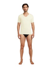 Icebreaker Unterwäsche Tshirt Anatomica SS mit V-Ausschnitt (Merinowolle) gelbweiss Herren