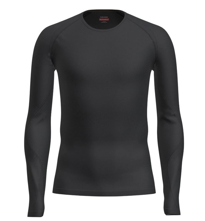 Icebreaker Underwear Long Sleeve Shirt 260 Zoneknit Seamless Crewe (Wool Blend, Fitted) Black Men