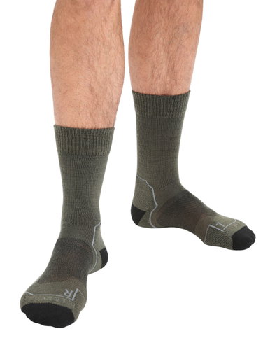 Icebreaker Hiking Sock Crew Hike+ Light Cushion - Merino Wool, Durable - Loden Green Men - 1 Pair