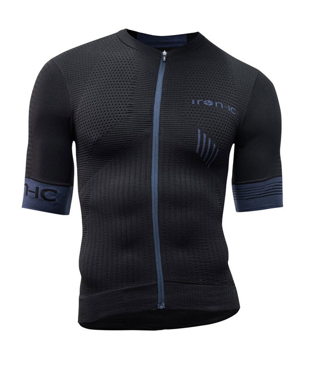 Iron-IC Bike T-shirt Hero Full Zip Kurzarm schwarz Herren