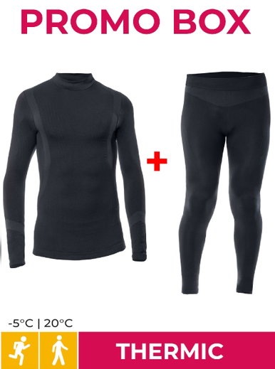 Iron-IC Funktionsunterwäsche-Set (Hose + Langarmshirt) Thermic schwarz Kinder