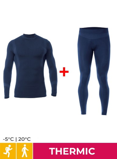 Iron-IC Funktionsunterwäsche-Set (Hose + Langarmshirt) Thermic blau Kinder