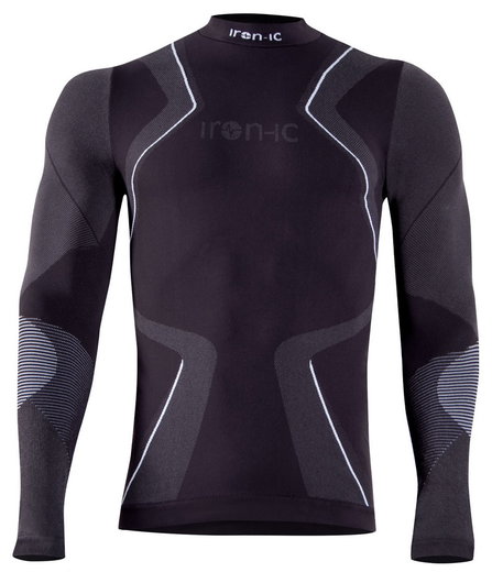Iron-IC Funktionsunterwäsche Langarmshirt Performance (atmungsaktiv) schwarz/grau Herren