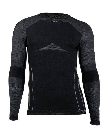 Iron-IC Funktionsunterwäsche Langarmshirt Performance (Merinowolle) schwarz/grau Herren